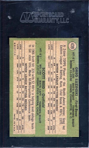 1971 Topps #439 Greg Luzinski Rookie Phillies SGC 7 - Picture 2 of 2