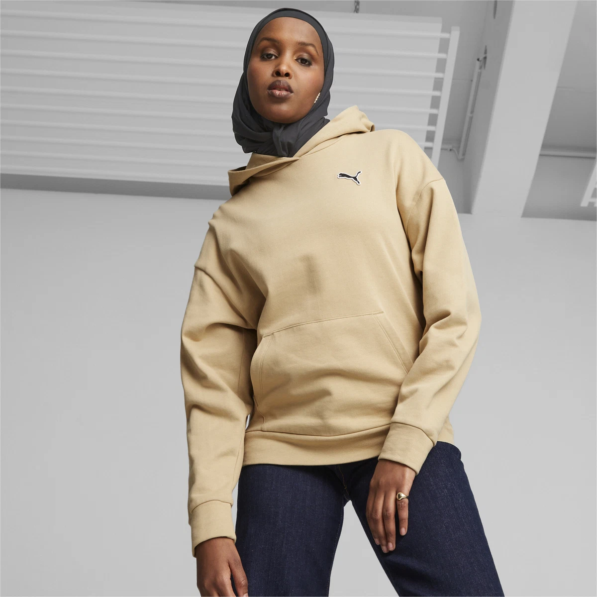 Puma elongated top zip hoodie