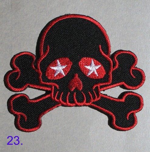 Schädel Aufbügeln Bestickter Patch Biker Kreuz Knochen Skelett Pirat Gothic Punk Rock - Bild 24 von 55