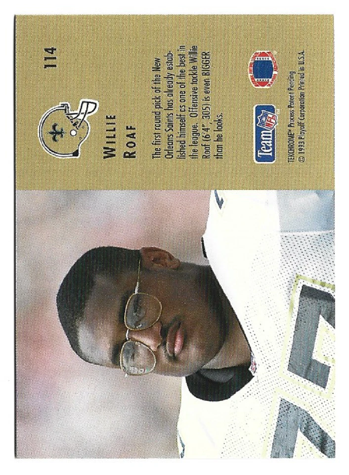 WILLIE ROAF 1993 Playoff Contenders Football RC # 114 New Orleans HOF NM - MT - Image 2 of 2