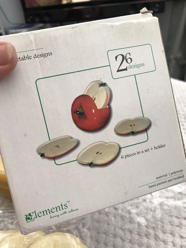 Juego de posavasos 3Elements pintado a mano diseño plátano poliresina con soporte CAJA NUEVA - Imagen 10 de 12