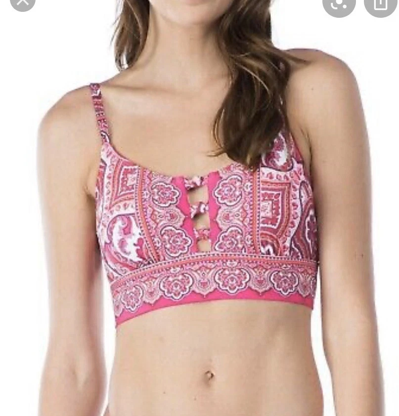 $132 Lauren Ralph Lauren Aegean Pink paisley Bralette sz 6 bottoms sz14  J26NN