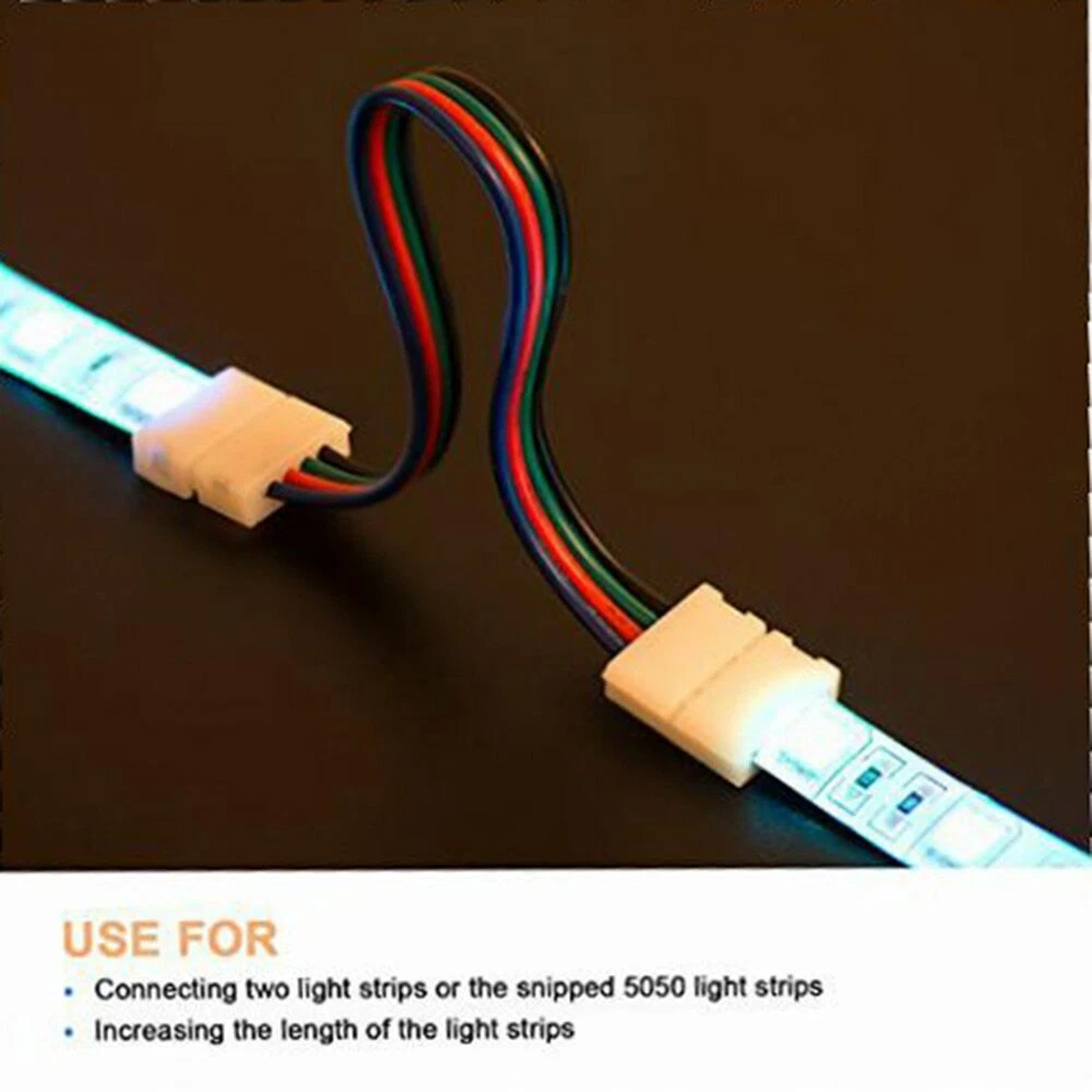 L Shape RGBW LED Strip Light 5 Pin Connector for 10/12 mm Wide 5050 and  3528 LED Indoor String Lights Extending Connection