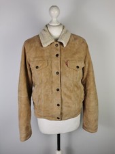 L714 Levis Ladies Cream Suede Leather Trucker Style Sherpa Jacket, Large