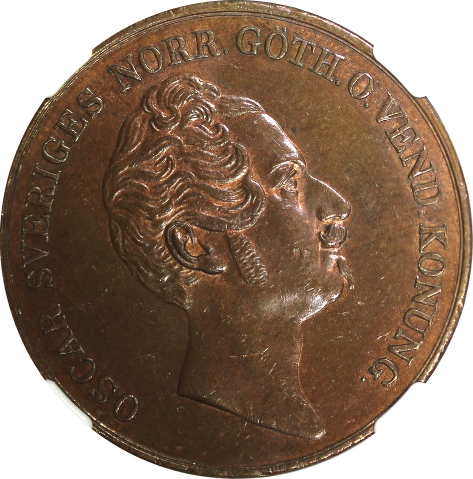 Sweden Oscar I 1849 4 Skilling Banco 37.2 mm 1st Year NGC MS62 BN KM# 672 (002) - Image 4 of 4
