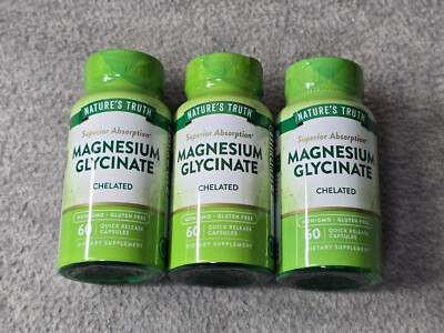 Nature's Truth 3 Pack Magnesium Glycinate 665mg 180 Caps (3x60)