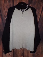 Polo Ralph Lauren US Flag Logo Gray Black Knit 1/4 Zip Sweater Men Size XL