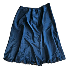 Vintage 60s Wonder Maid Lord  Taylor Black Satin Lace Trimmed Half Slip Skirt M