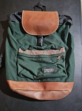 Vintage 90s Aztec Jansport Made in USA Leather Bottom Top Backpack Ocean Blue