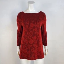 Vintage 90's Easy Spirit Burgundy Floral Long-Sleeve Top