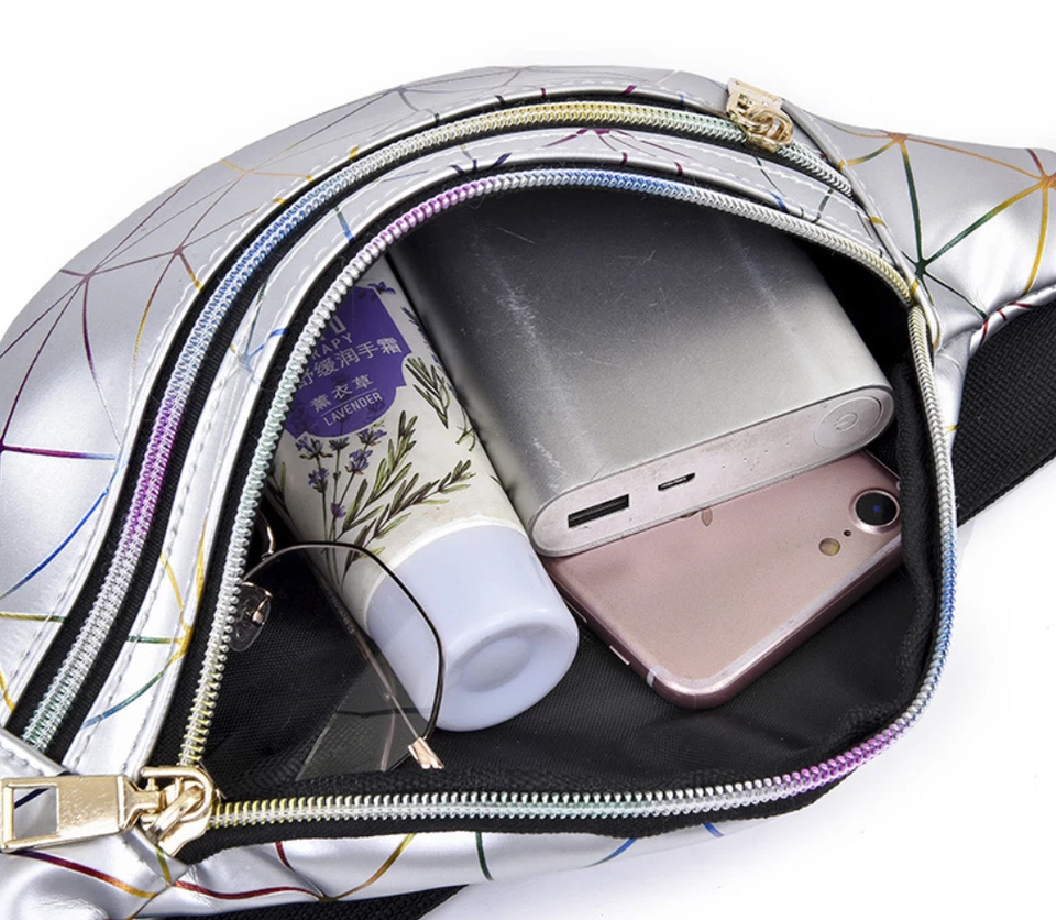 Women Laser Waist Bag Fanny Pack Belt Bag Travel Sport Hip Bum Bag Small Purse - Image 3 of 4