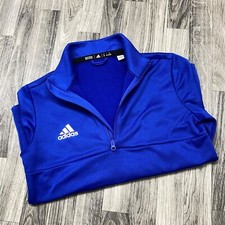 ADIDAS Graphic Logo 1/4 Zip Up Pullover Blue Athletic Jacket Men's Size Medium