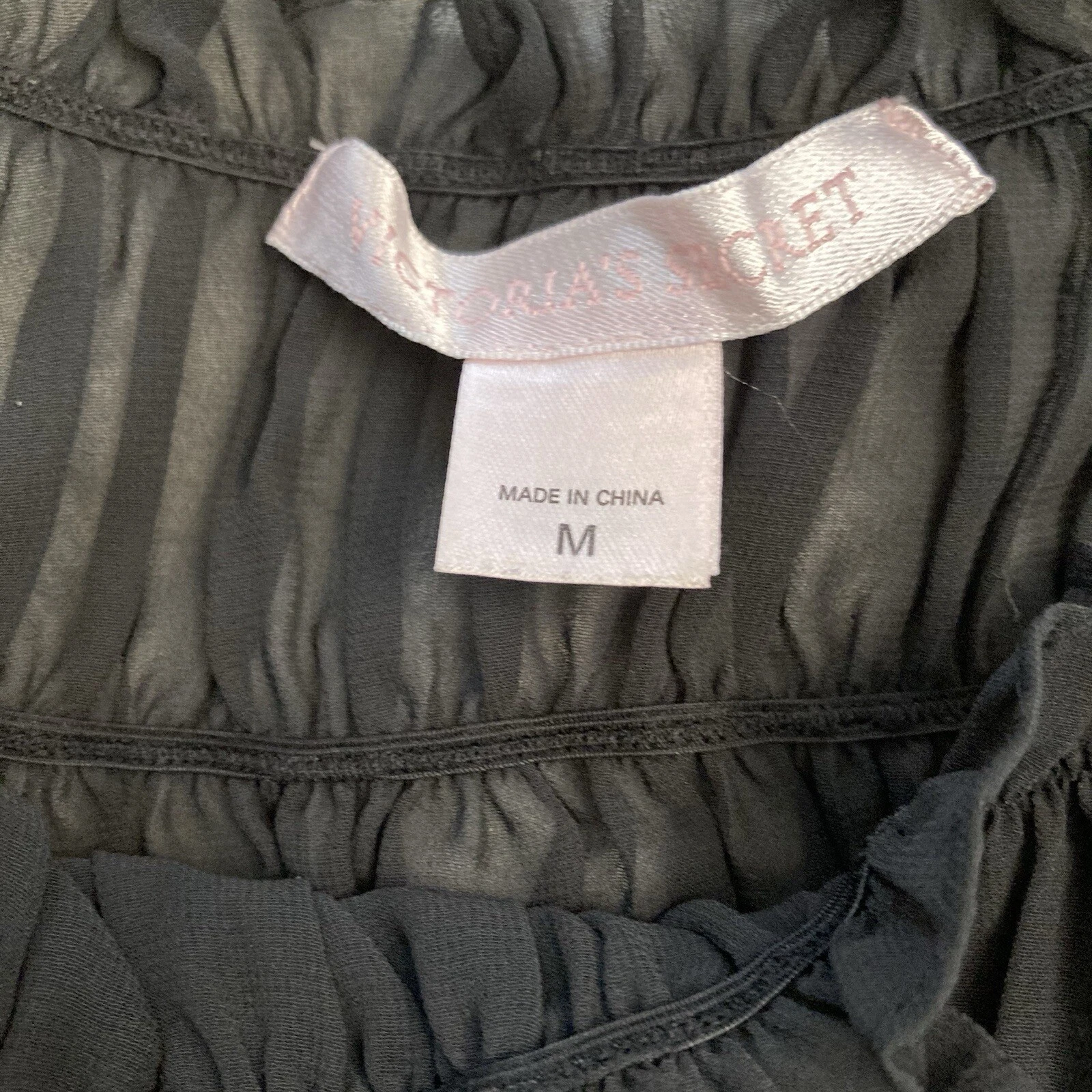 UNDERCOVER Tunica top vintage Y2k Victoria's Secret nera trasparente contadina taglia media