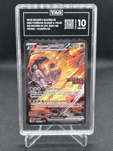 2025 POKEMON DRI EN-DESTINED RIVALS #229 TEAM ROCKET'S MOLTRES EX TAG 10