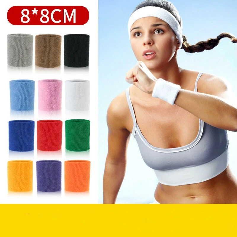 2 x Sports Wrist Sweat Bands Wristbands Unisex 80s Fitness Sweatbands Gym Tennis - Image 2 of 4
