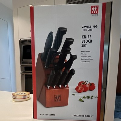 ZWILLING Four Star 12-Piece Knife Block Set, Beech Wood Brown/Black
