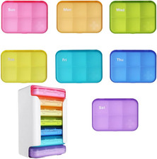 7 Piece Set Pill Organizer 6 Times a Day, Weekly Pill Case, Pill Organizer with