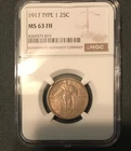 1917 STANDING LIBERTY SILVER QUARTER TYPE 1 CERTIFIED NGC MS 63 FH FULL HEAD