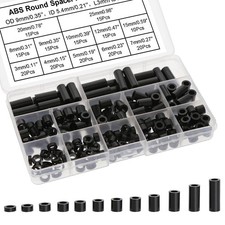 200PCS Black ABS Plastic Round Spacer Assortment Kit for M5 Screws Round Stra...