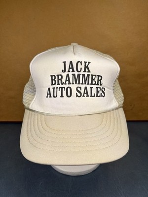 Vintage Jack Brammer Auto Sales Light Silver Mesh Snapback Trucker Hat Toppers