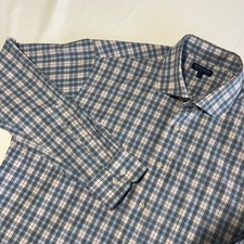 Peter Millar Crown Crafted Shirt XL Blue Plaid Long Sleeve Button Down