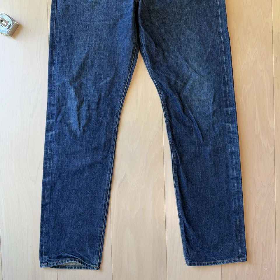 Pantalones de mezclilla Baldwin con ribete 35 azul oscuro lavado la caña rectos informales ropa de trabajo Foto 4 de 4