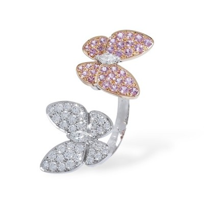 Van Cleef & Arpels Fauna Du Papillon Ring 18K Rose Gold 18K White Gold Diamond