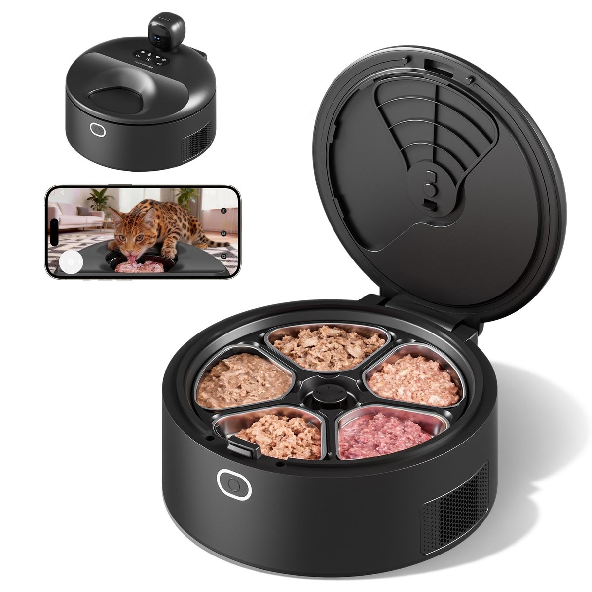 Automatic Cat Feeder Wet Food for 5 Meals, Semiconductor Cooling &  Pre-Heatin... | eBay