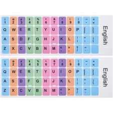 2 Pack Non-Transparent Rainbow Keyboard Stickers English Colorful Lettering