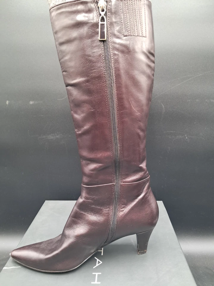 TAHARI Ta-Minna Mujer 6 Botas Hasta la Rodilla Cremallera Nuevo Espresso 2" Tacón Gatito Hermosas Foto 3 de 4