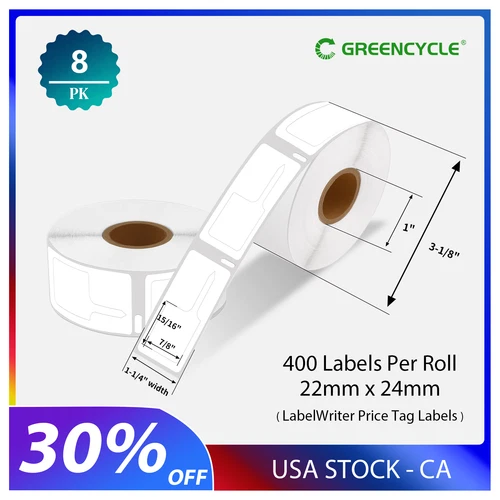 8 Rolls Rat Tail Jewelry Pricetag of 400 Labels for Dymo 30373 LabelWriter 450