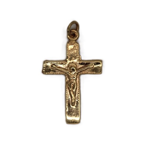 14K Yellow Gold Dainty Crucifix Pendant
