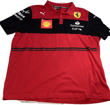 PUMA X Ferrari Scuderia Polo Shirt Men  s Size XL Red Black Sponsor Logos