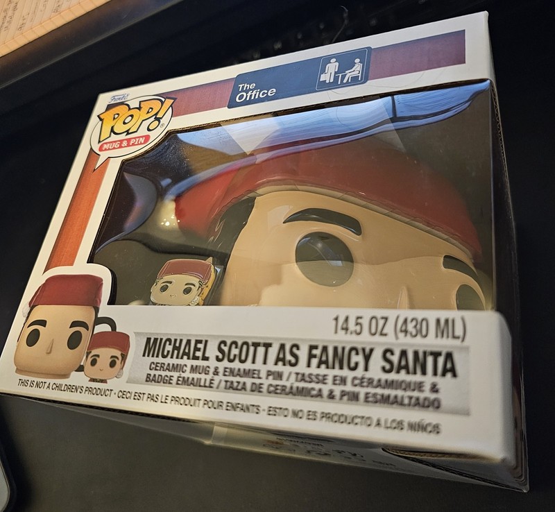 Funko Pop! The Office Michael Scott as Fancy Santa Mug with Pin NEW IN BOX