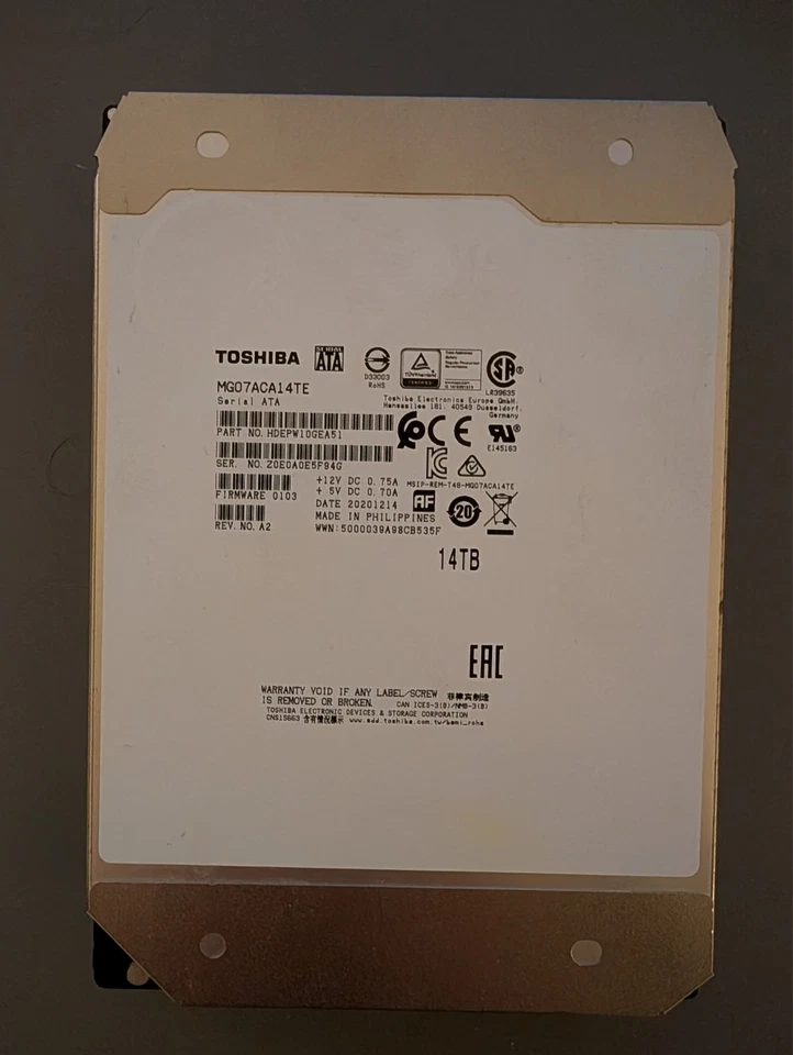 Toshiba Enterprise Capacity MG07ACA 14TB HDD, SATA 6, 3,5 Zoll Interne...