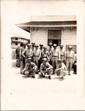 WW2 Era Soldiers Men at Camp Snapshot Americana Militaria 1940s Vintage Photo