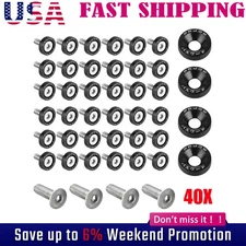 40 x JDM Billet Aluminum Fender Bumper Washer Bolt Engine Bay Dress Up Kit Black