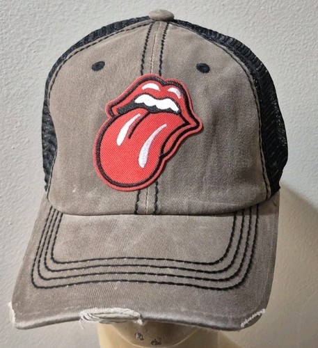 The Rolling Stones Trucker Hat Distressed Cap Khaki & Black - Picture 6 of 14
