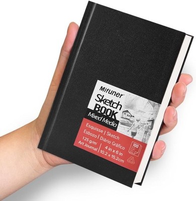 Mixed Media Art Sketchbook, 4 x 6 inches, 100 Sheets/200 Pages 125 GSM Acid-Free