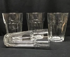 Libbey Duratuff USA 20oz Clear Tumbler Glasses 7" Tall 8 Panel Set Of 4