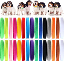 45-Piece Adjustable Puppy Whelping Collars - Soft Colorful ID Bands in 15 Colors