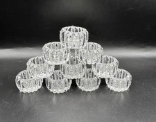 Set of 10 Vintage Pressed Glass Salt Cellars Starburst Pattern Open Salts