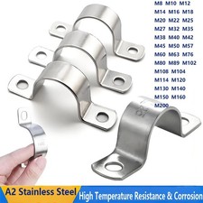 304 Stainless Steel Tube Clip Plumbing Pipe Saddle U Strap Clamp Bracket M8-M200