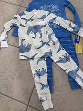 Carter  s Boy 2T Dinosaur Pajamas 4 Piece Set Blue NWT