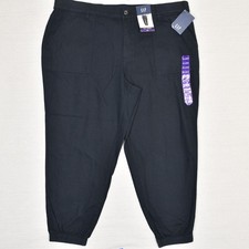 NEW GAP Women Twill Jogger Zip Cotton Blend Black Size 2XL Elastic Waist