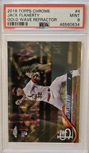 2018 Topps Chrome Jack Flaherty #4 RC GOLD WAVE REFRACTOR /50 PSA 9 Cardinals 🔥