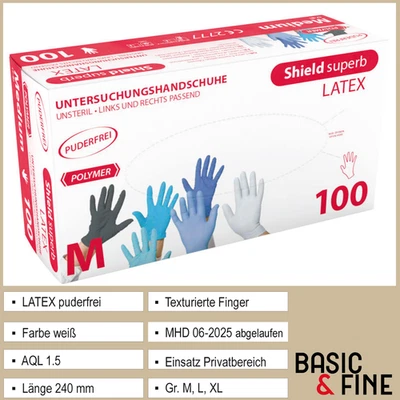 TOP GLOVE LATEX - Gr. M, L, XL - Farbe weiß, puderfrei, MHD abgelaufen, 1 Box = EURO 2,20