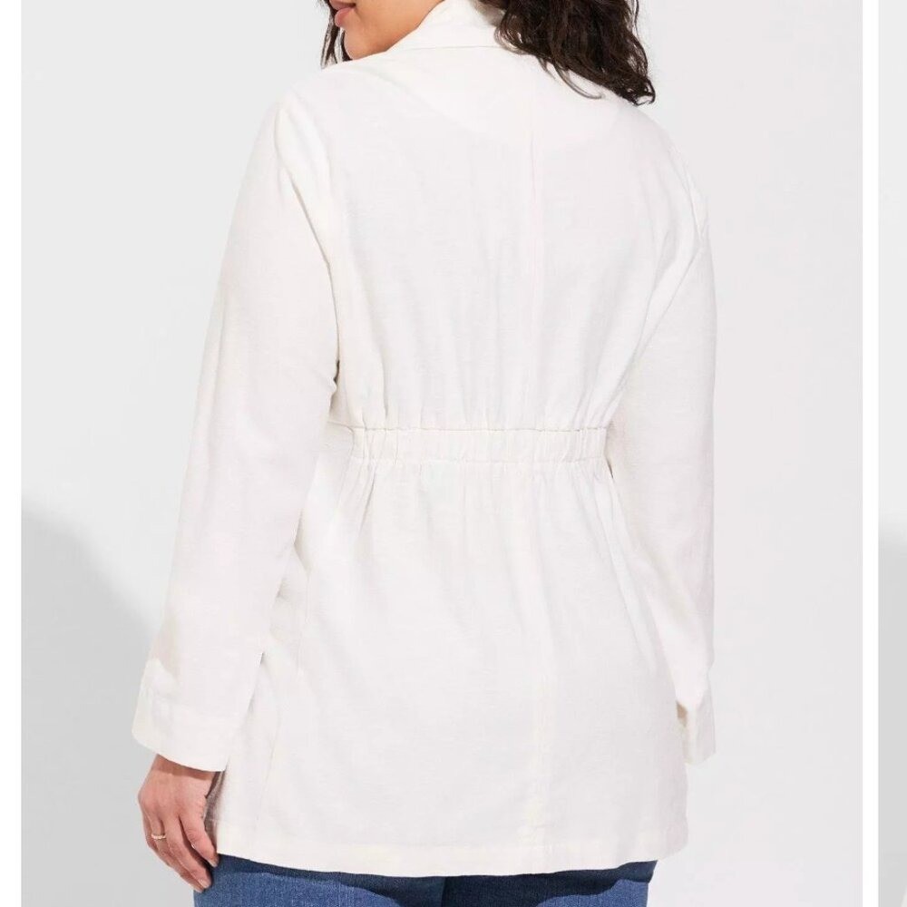 Torrid Linen Blend White Basic Blazer Jacket Ligh… - image 8