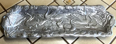 ARTHUR COURT 19" SWAN MOTIF SERVING TRAY PLATTER 1989 NEW WITH STICKER - Image 1 of 4