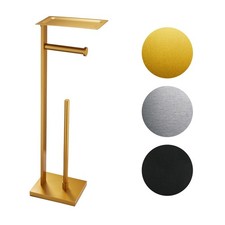 Miyili Bathroom Lavatory Toilet Paper Holder with Shelf Stainless Steel Frees...